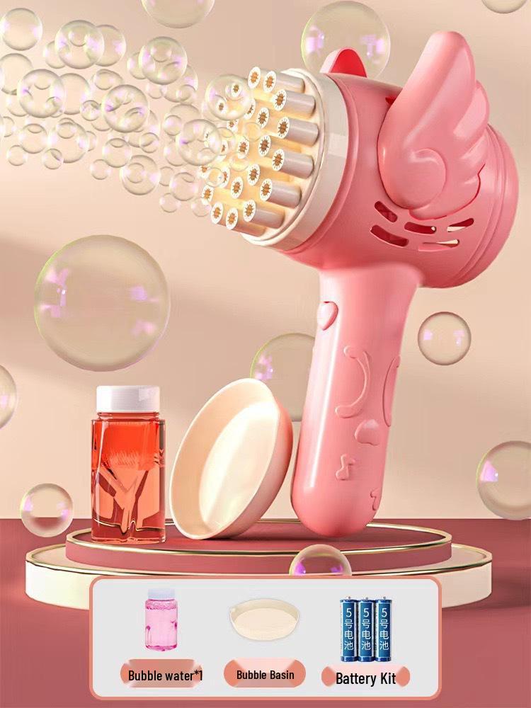 Angel Bubble Machine: 23-Hole Handheld Electric Bubble Gun for Kids