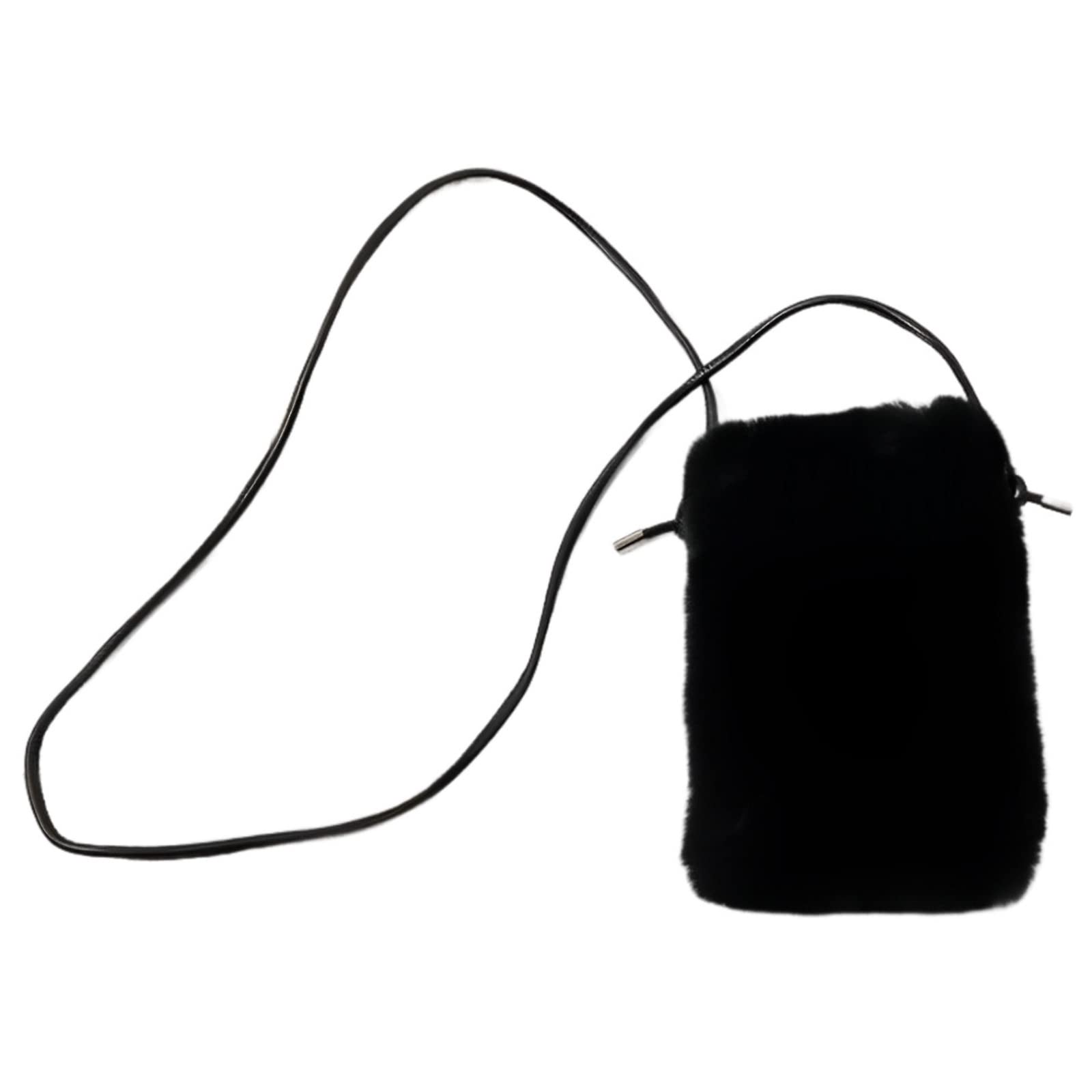 

APOSITV Women s Fur Pouch, Smartphone Shoulder Bag, Crossbody Fur Bag, Mini Shoulder Bag (Black)