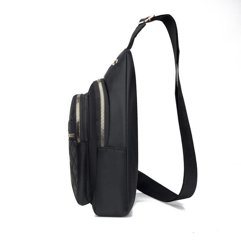New nylon cloth breast bag women's fashion embroidered thread rhombus shoulder messenger bag large capacity cycling breast bag