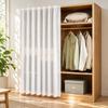 Kitchen Storage Cover Self Adhesive Closet Curtain, Sheer Door Privacy Drape, Light Filtering Easy Installation Drape Gauze Curtain with Hook-And-Loop