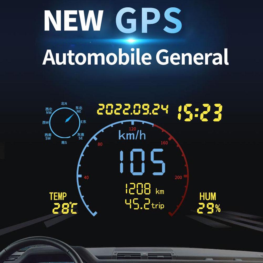 DC5-24V GPS HUD Windshield Warning 4.7 Inch Screen GPS Tracker Car Speedometer Security Alarm Multi-functional Auto Accessories