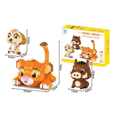 1856+ szt. Kreskówkowe Nano Klocki Lew Timon Pumbaa Figurki Diamentowy Model 3D Mikro Klocki Budowlane dla Dorosłych Mini Cegiełki Mini Klocki