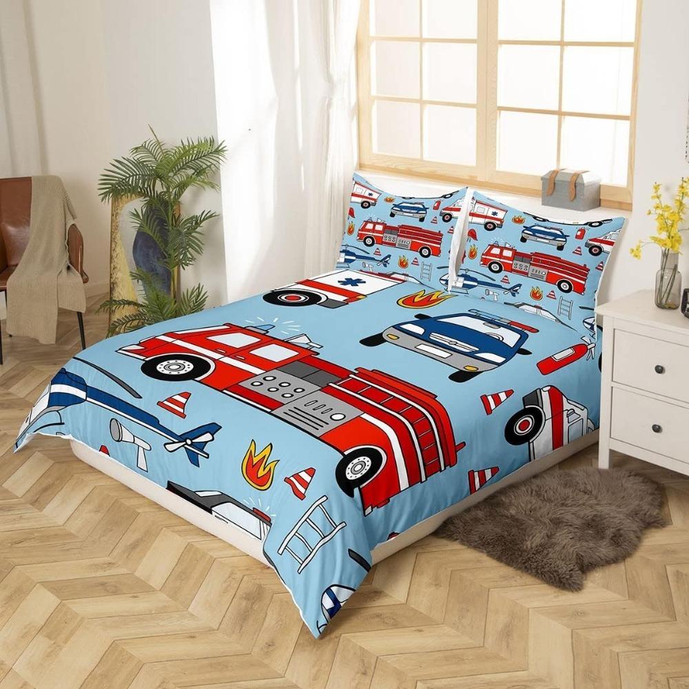 Cartoon  Car Aeroplane Toddler Bedding Motif,Microfibre Bedding Sets, Children's Bed  for Teenagers  Adult Red Blue Quilt Cover