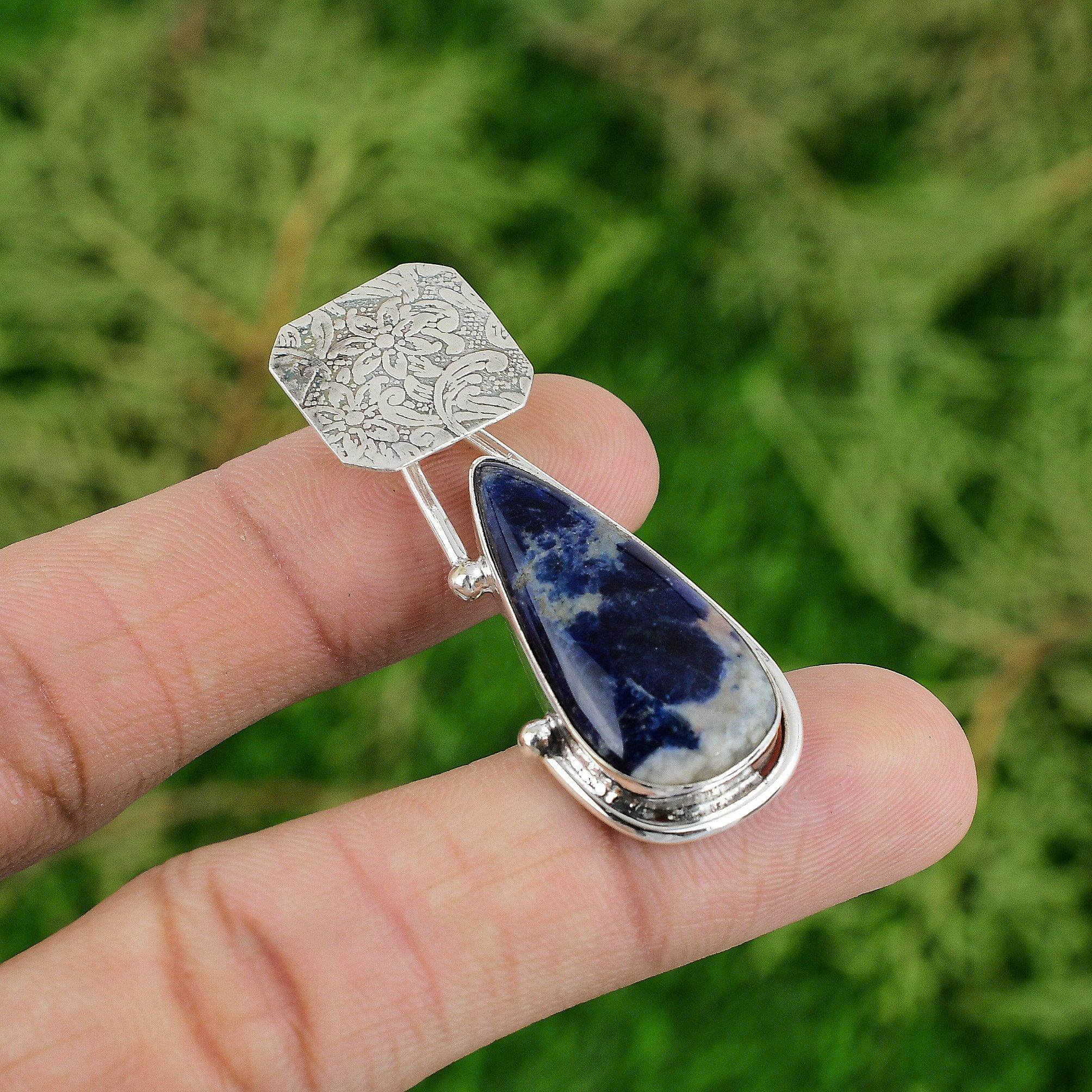 

Daughters Day Deal Sodalite Gemstone Third Eye Chakra Pendant Sterling Silver