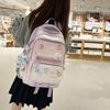 Contrasting Color Junior High School Students' Large Capacity Schoolbags  Female High School Students' Shoulder Bags  Balloon Badges and Backpacks