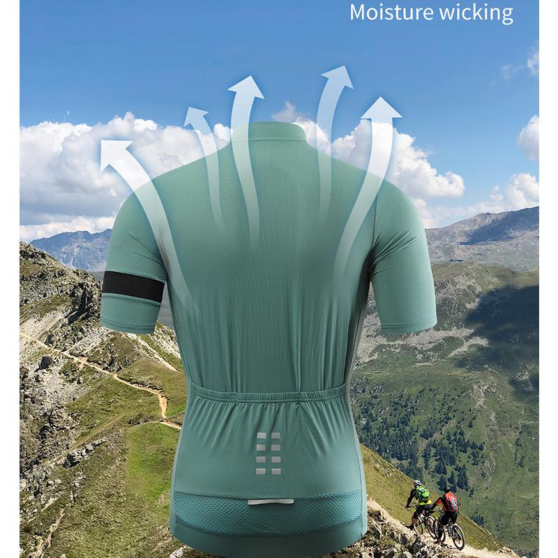 Men's Cycling Jersey Summer Bike Top - Breathable, Reflective, 3 Back Pockets For MTB & Road Riding