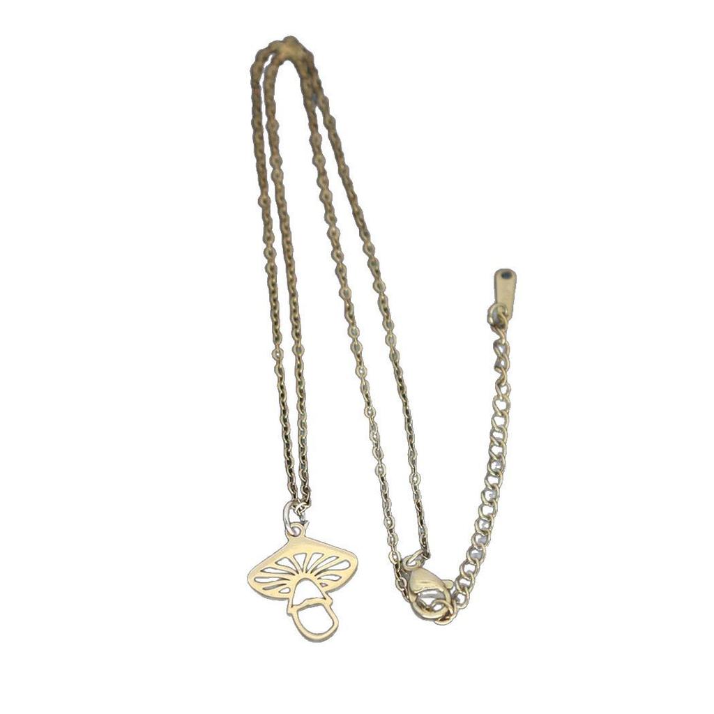 Elegant Stainless Steel Mushroom Pendant Necklace - Versatile Hollow Clavicle Chain Jewelry