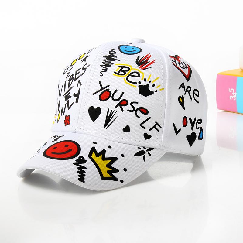 Fashion cotton Graffiti boy girl Baseball caps Children Printed snapback hat Kids Popular hip hop hat Cap hot sell