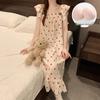Women's Cloud Cotton Camisole Nightgown with Built-in Bra, Princess Style, Long Lapel Design for Summer 2026.
