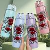1PC Red Rose Dark Vintage Art Print 750ml Color Plastic Sports Water Bottle Leakproof Flip Straw Lid Suitable for Sports Office Home Use