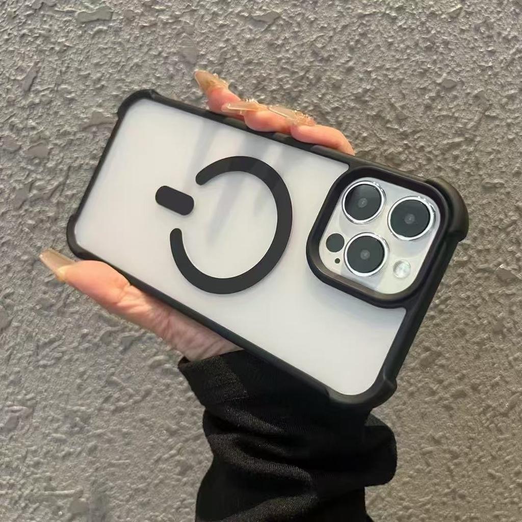 For Apple 16E Phone Case Frosted for IPhone 15 Promax Magnetic Charging Four Corner Airbag Anti Drop