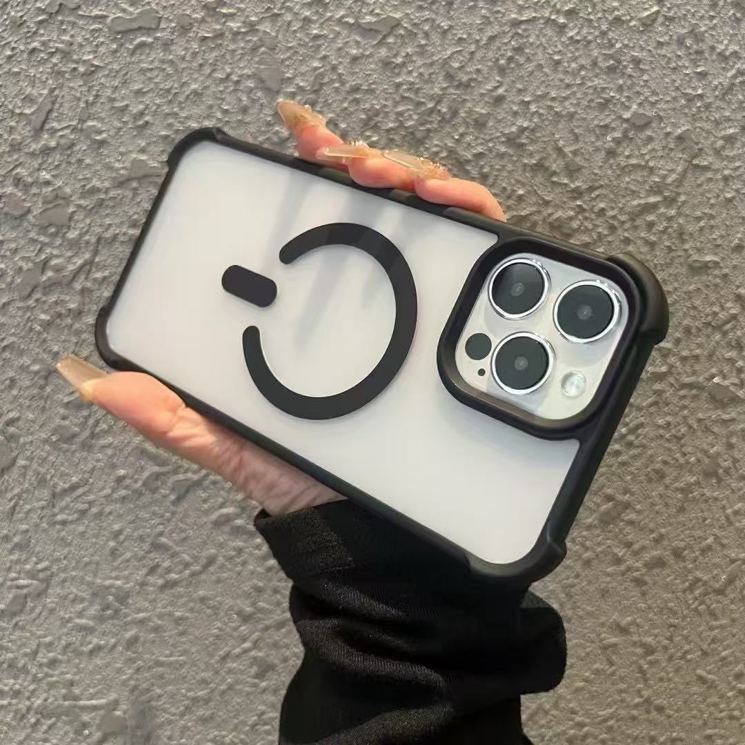 

Подходит для Apple 16promax Вопросительный знак Магнитный чехол для телефона IPhone 15 Четыре угла Матовая твердая защитная накладка iPhone 16promax чёрный