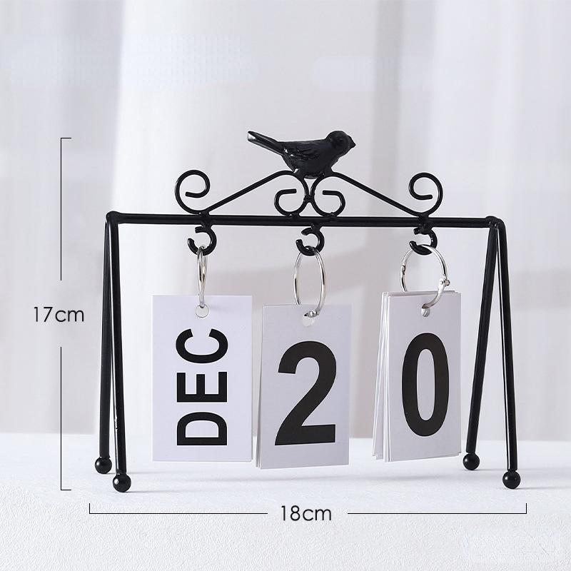DIY Iron Bird Page Flip Calendar Decoration Crafts Creative Perpetual Calendar Home Decoration