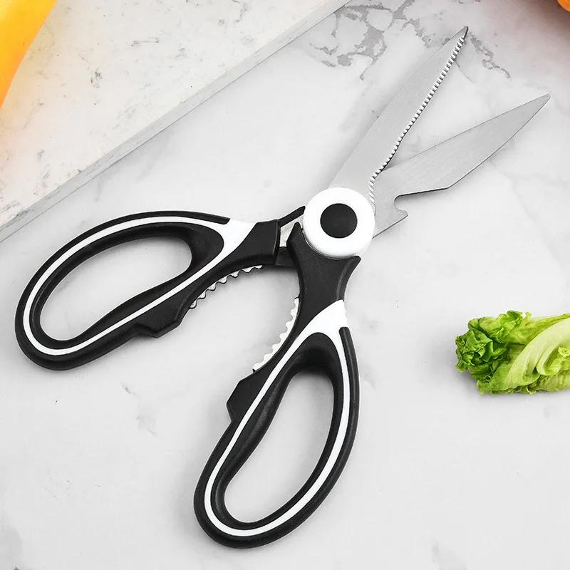 Stainless Steel Kitchen Scissors Multifunctional Household Chicken Bone Scissors With Lid Can Be Opened To Clip Walnuts
