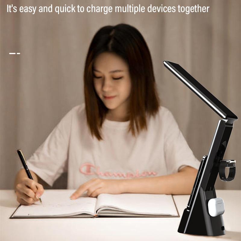 New 3 In 1 Fast Qi Wireless Charger Light Folding Desk Lamp With Stand Wireless
