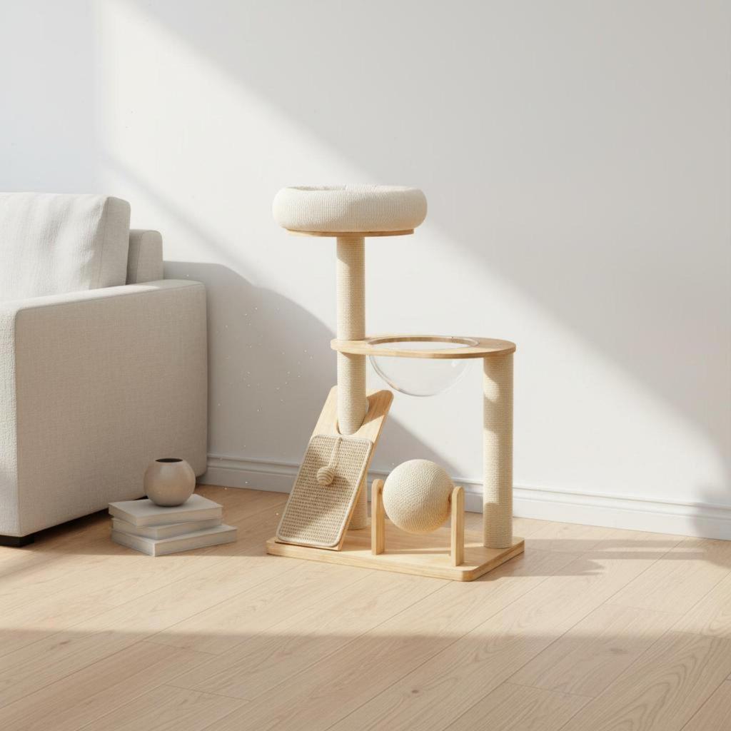 Wooden Cat Vertical Space-Saving Climber Design Animal