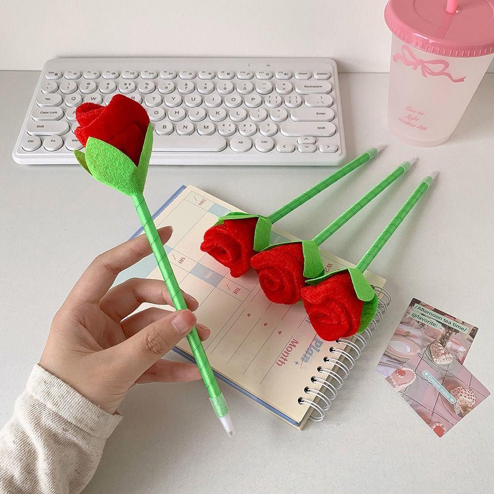 Smooth Writing Cute Cartoon Design Pens Portable Design Valentine's Day Rose Pen  Office Supplies