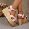 Fashion Bowtie Decor Wedges Sandals for Women Ankle Buckle Chunky Platform Sandals Woman Summer Elegant Thick Sole Women's Shoes