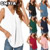 Fashion Women's Fashion Casual Solid Color Print Sleeveless V Neck Blouses & Shirts