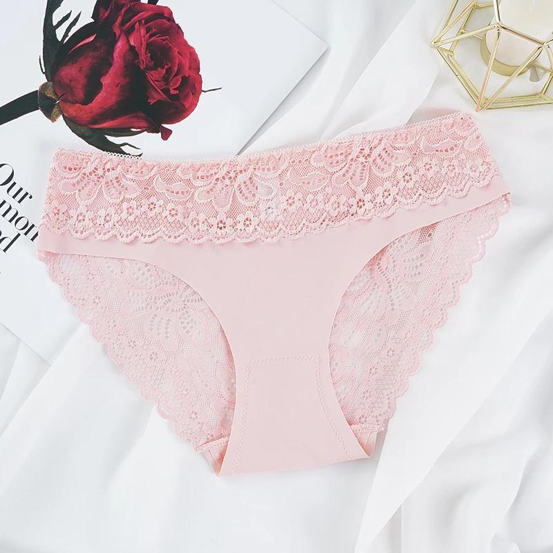 New Sexy Floral Lace Women'S Panties Female Hollow Out Briefs Transparent Low Rise Ladies Underwear  Size M-Xl Lingerie