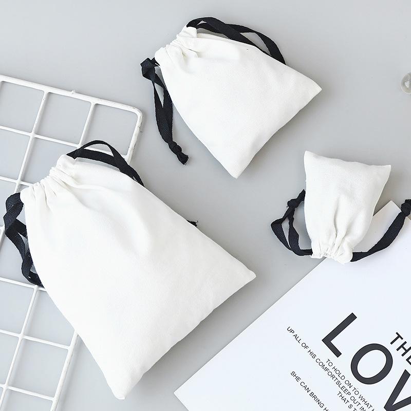 Custom Logo Cotton Canvas Drawstring Bag: Small Jewelry Storage or Large Dustproof Bag