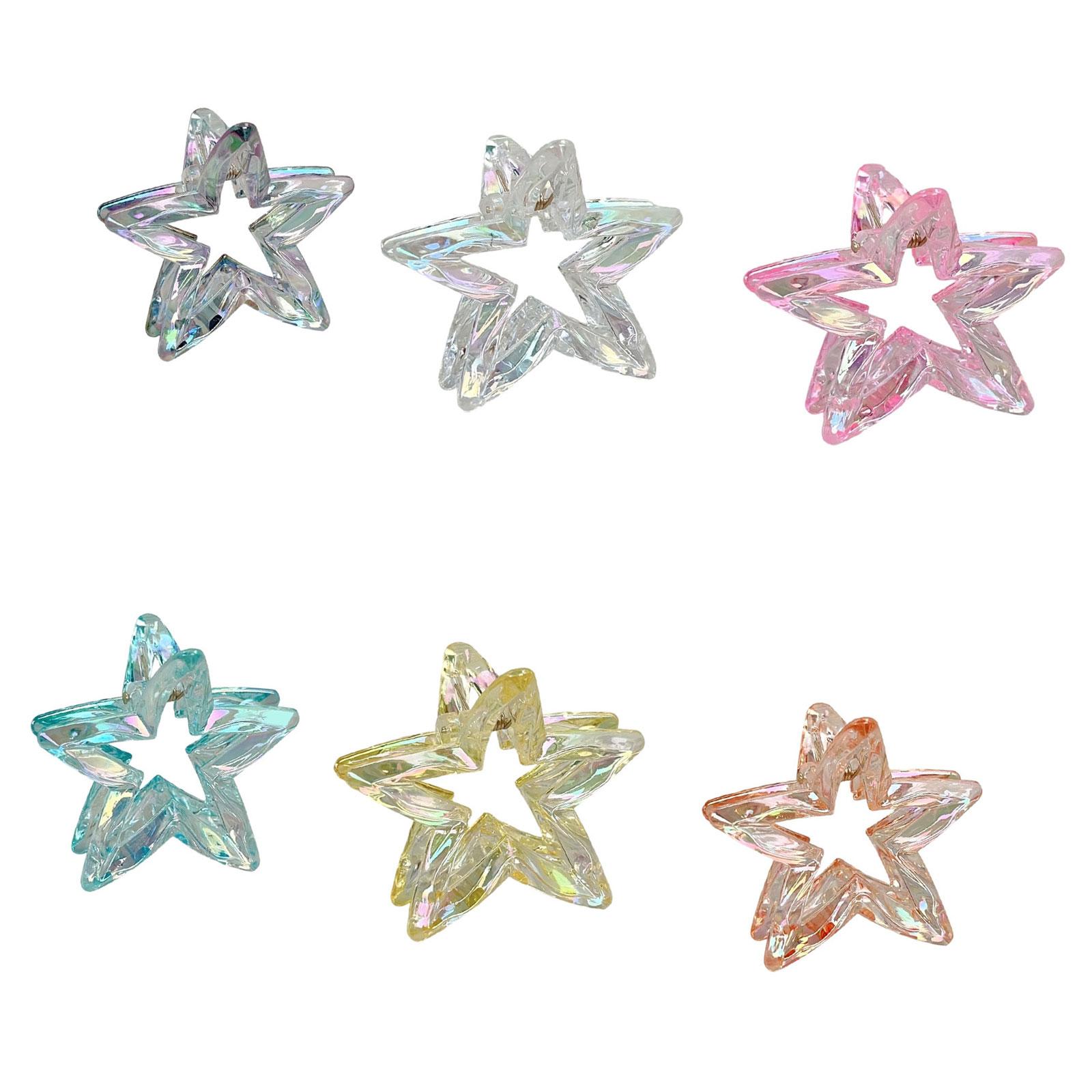 6/12Pieces Plastic Hair Clip Hollowed Star Shape Hair Claw Clip for Women Teens Girl Hair Styling Clip Daily Hair Decors 6