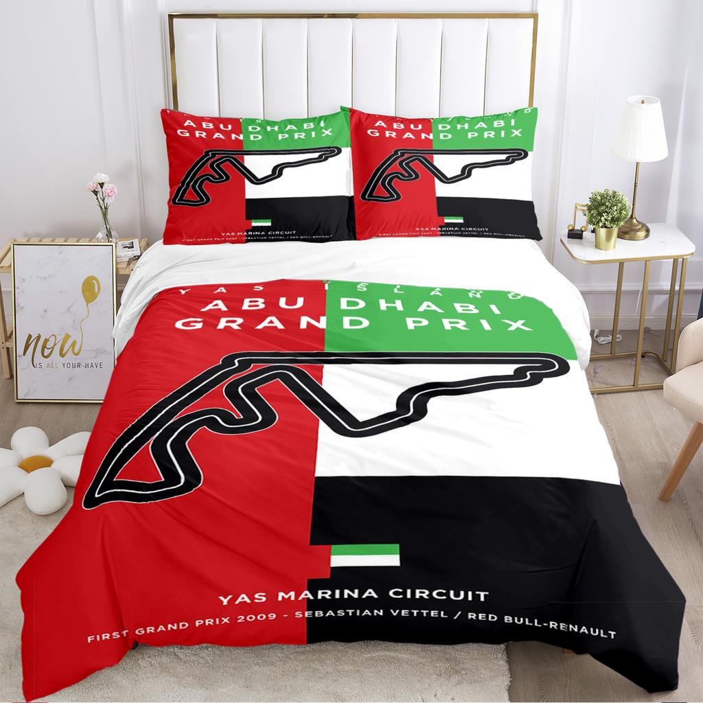 F1 International Track Duvet Cover Comforter Bedding Set Soft Quilt Cover and Pillowcases for Teens Boy Single/Double/Queen/King