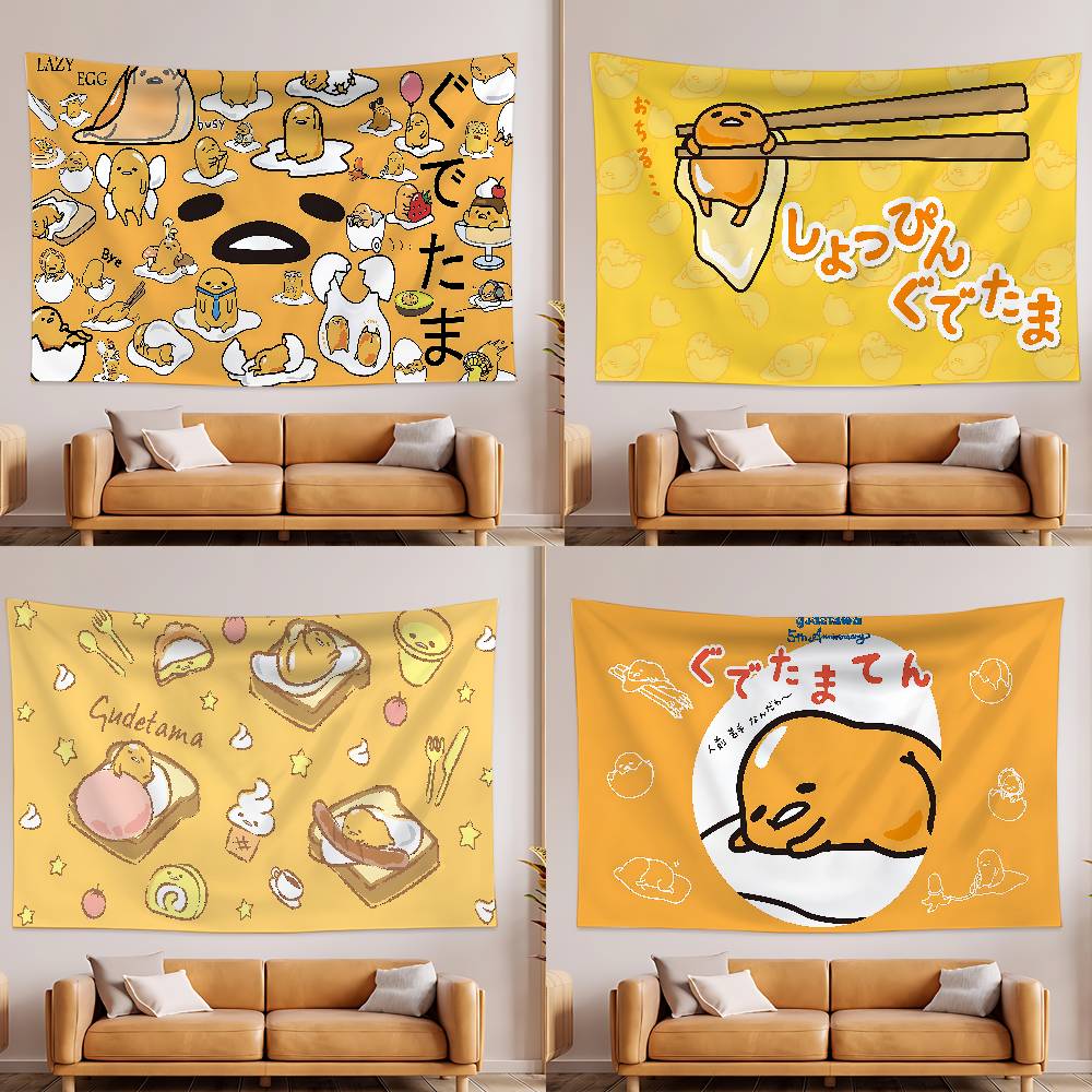 GGudetama LLazy Egg Tapestry Wall Hanging Tapestry Art Deco Blanket Curtain Hanging At Home Bedroom Living Room Decor
