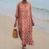 European and American New Large-size Dress Women's Clothing Seaside Vacation Printed Loose Long Dress