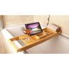 Bathtub Tray Extending Bamboo Bath Bridge Rack Tablet Free Soap Holder Includes Glass Holder Removable Shelf Book Rest Face Towel Slot Snack Space