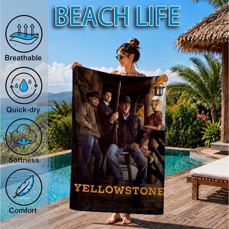 Yellows-tone Dutton Ranch Beach Towel, Microfiber Beach Towel, Perfect For Pool, Beach, Travel, Home Decor Beach Party Fan gifts