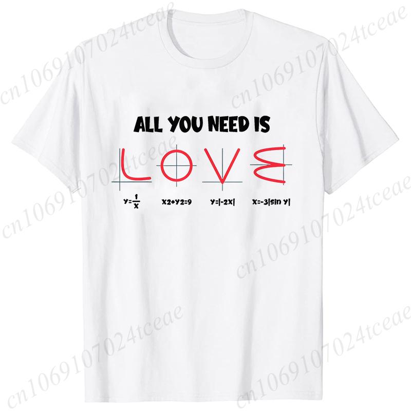 Retro Men's T-Shirt All You Need Is Love Math Equation Short Sleeve T-Shirt Summer Casual Tees Top Loose Oversize T-Shirt Men