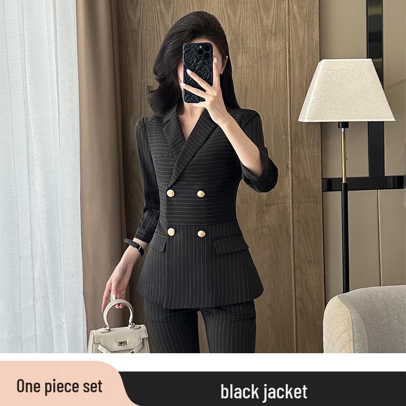 

Женский полосатый костюмный комплект - Весна/Лето 2025, Блейзер высокого класса, Маленький размер, Профессиональный формальный дизайн 4XL