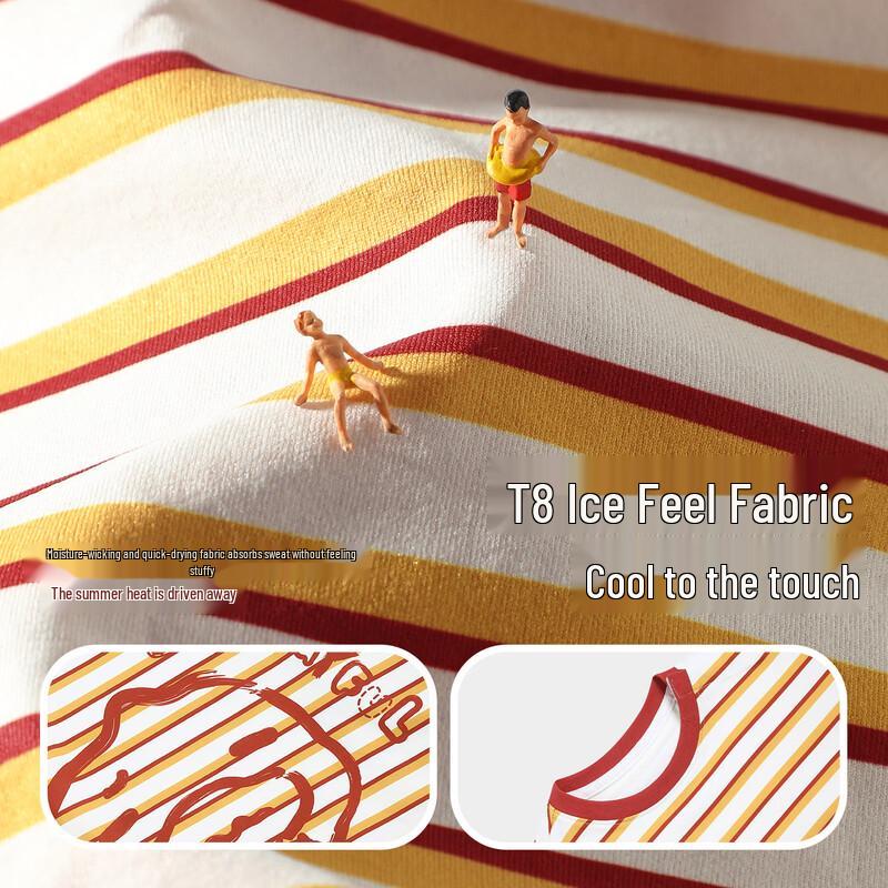 B.Duck Boys' Striped Ice-Feel Quick-Dry T-Shirt