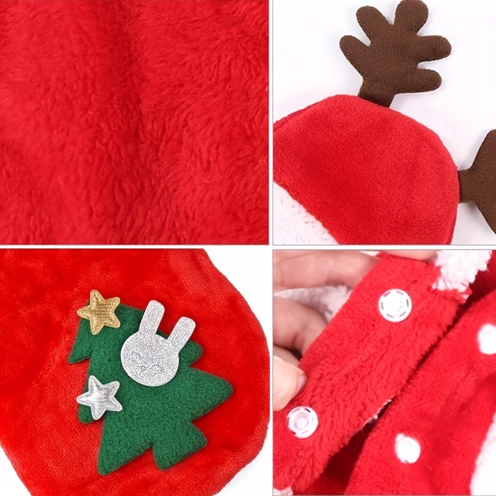 1pc Christmas Dog Costume Festive Red Hoodie with Antlers Pet Outfit Winter Cozy Coat for Small Puppy Chihuahua Yorkshire