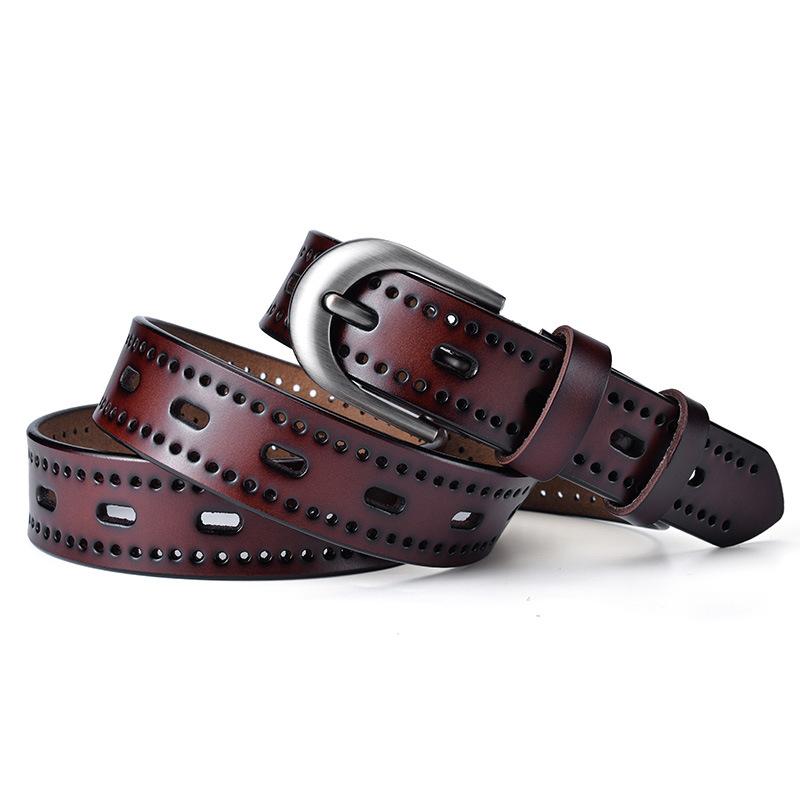Casual Hollow Belt Women'S Leather Simple Decorative Jeans Belt
