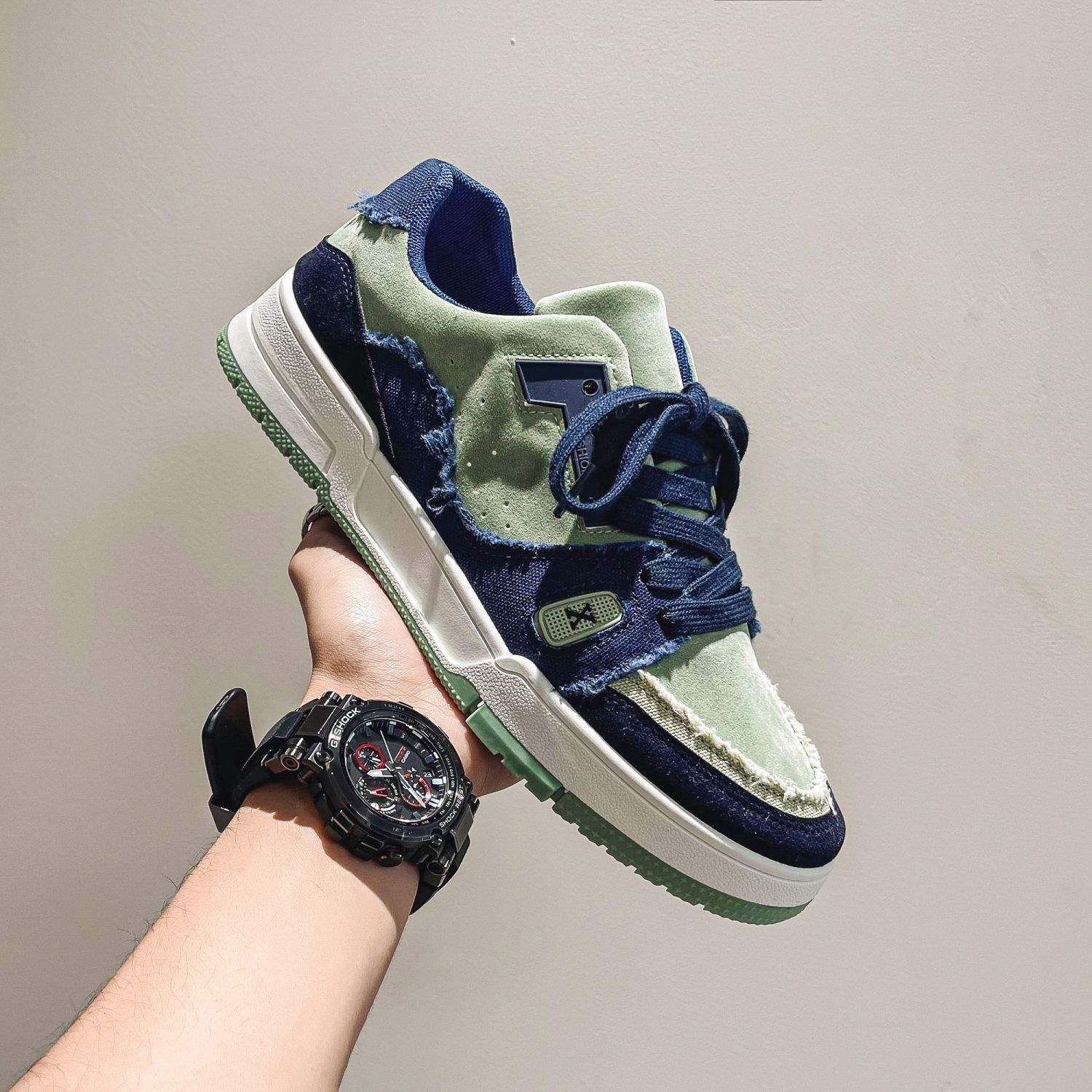 

Мужская летняя мода, повседневные матовые кеды для скейтборда - трендовый нишевый дизайн 43 зелёный