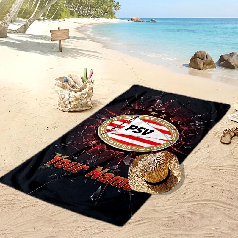 PSV Eindhoven FC Telo da Spiaggia Stampato Personalizzato Logo Calcio Supporto Nome Personalizzato Testo Asciugamano Assorbente Per Sport Viaggio Regalo Speciale