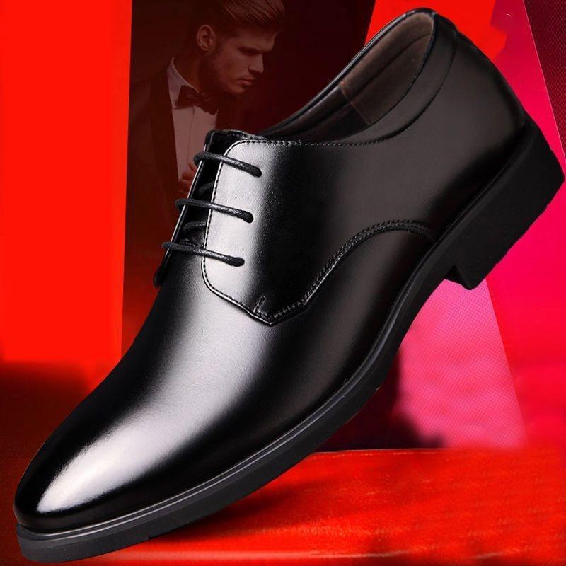 Leather Cowhide Shoes Men's Fashion Versatile Casual Leather Shoes Green Business Work Shoes Men's Trend