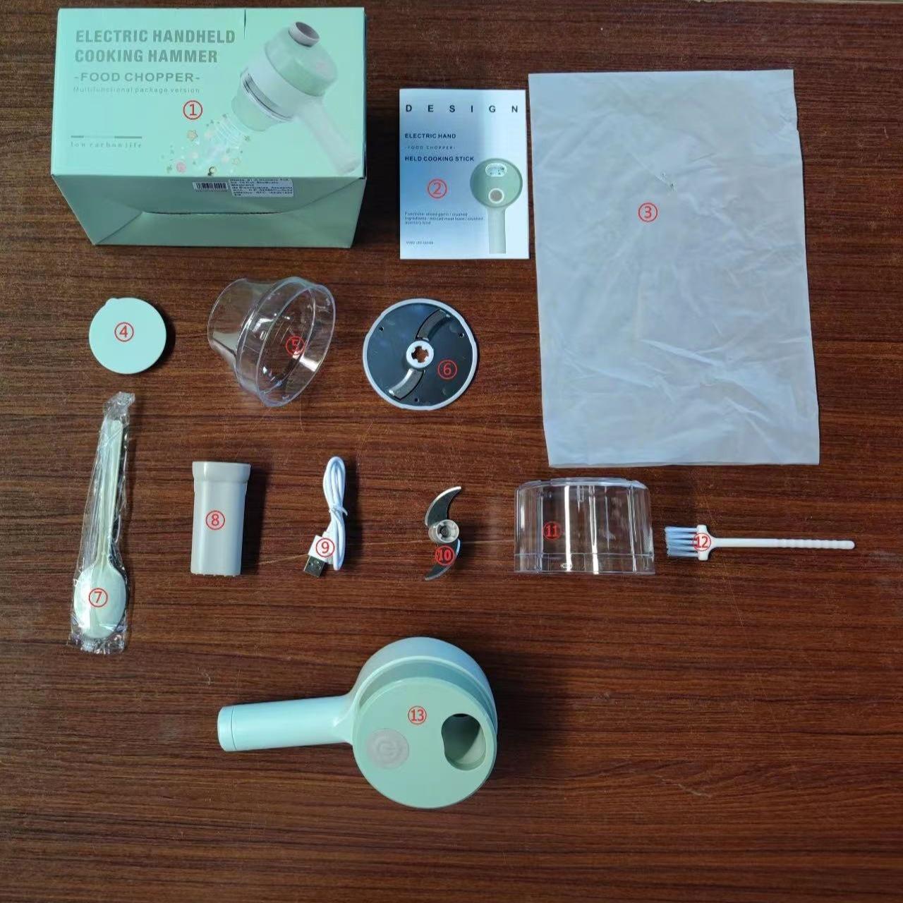 Electric Vegetable Cutter Set Handheld Wireless Garlic Masher Food Chopper Meat Grinder Machine Peel Slice Kitchen Accessories