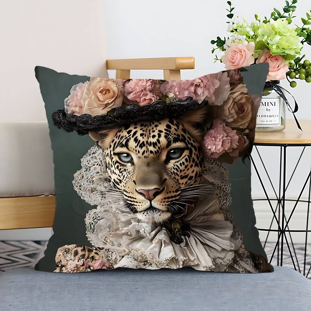 Fashion Wreath For Leopard PillowCase Elegant Couple Home Living Room Bedroom Decorative Rectangle Pillowcase Sofa Cushion Cover