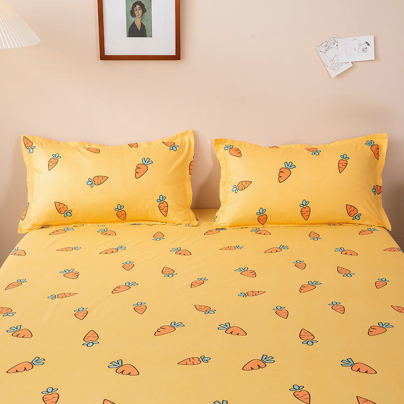 Bonenjoy 1 Stk. Matratzenschoner mit Gummizug Twin/Full/Queen/King Size Spannbettlaken Karottenmuster Bettlaken für Erwachsene Kinder