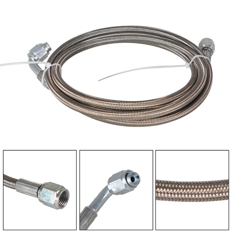 Universal 12" 24" 36" 48" 60" Turbo Oil Feed Line Kit Stainless steel Braided AN4 0+90 Degree PTFE Turbine Oil Feed Pipe