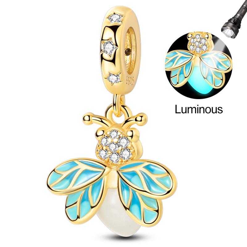 Charms Beads Copper Pink Perfume Bottle Letter Luminous Firefly Tarot Card Beads Fit Diy Bracelets Jewelry