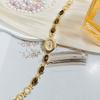 Ladies Vintage Bracelet Watch Retro Oval Dial Quartz Wristwatch Elegant Faux Gemstone Dress Watch for Office Date Party