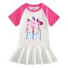 Kpop Monster Hunter Girls' Summer Pleated Dress - Stylish Color Block Ruffle Skirt for Children