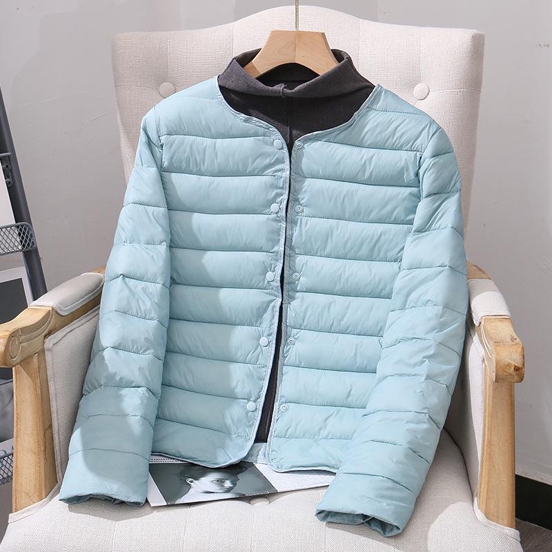 2025 Women's Lightweight Down Jacket: Short Style, Two-Way Round/V-Neck, Perfect for Autumn & Winter