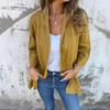 1116 European and American Autumn and Winter New Cardigan Solid Color Casual Loose Pocket Top Women