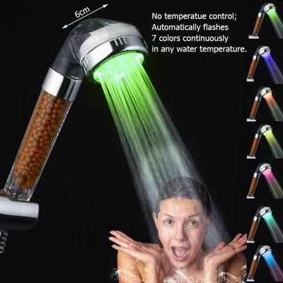 3/7 Color Changes Temperature Sensor Handheld Mineral Anion Filter Spa High Pressure Bathroom Led Shower Head Fashion Base Rgb Colorful Light Water