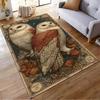 Vintage Owl Illustration with Autumn Leaves Non-slip Rug Suitable for Living Room and Bedroom Sofas